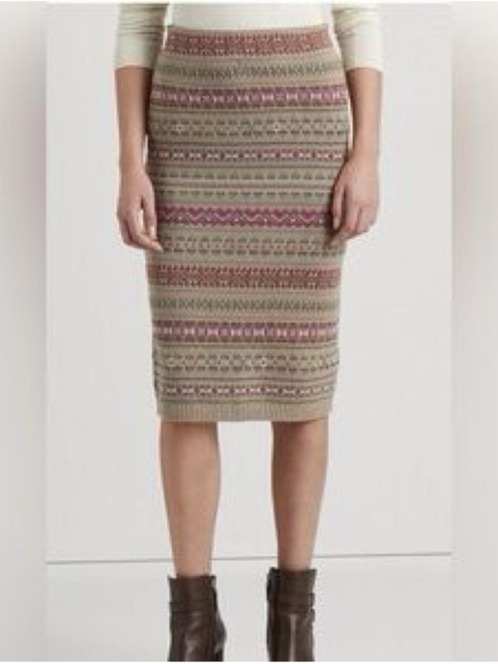 Lauren Ralph Lauren Pencil Skirt Sz M (Linen Blend Knit)